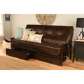 Queen Size Futon With Espresso Finish Storage Drawers And Mattress