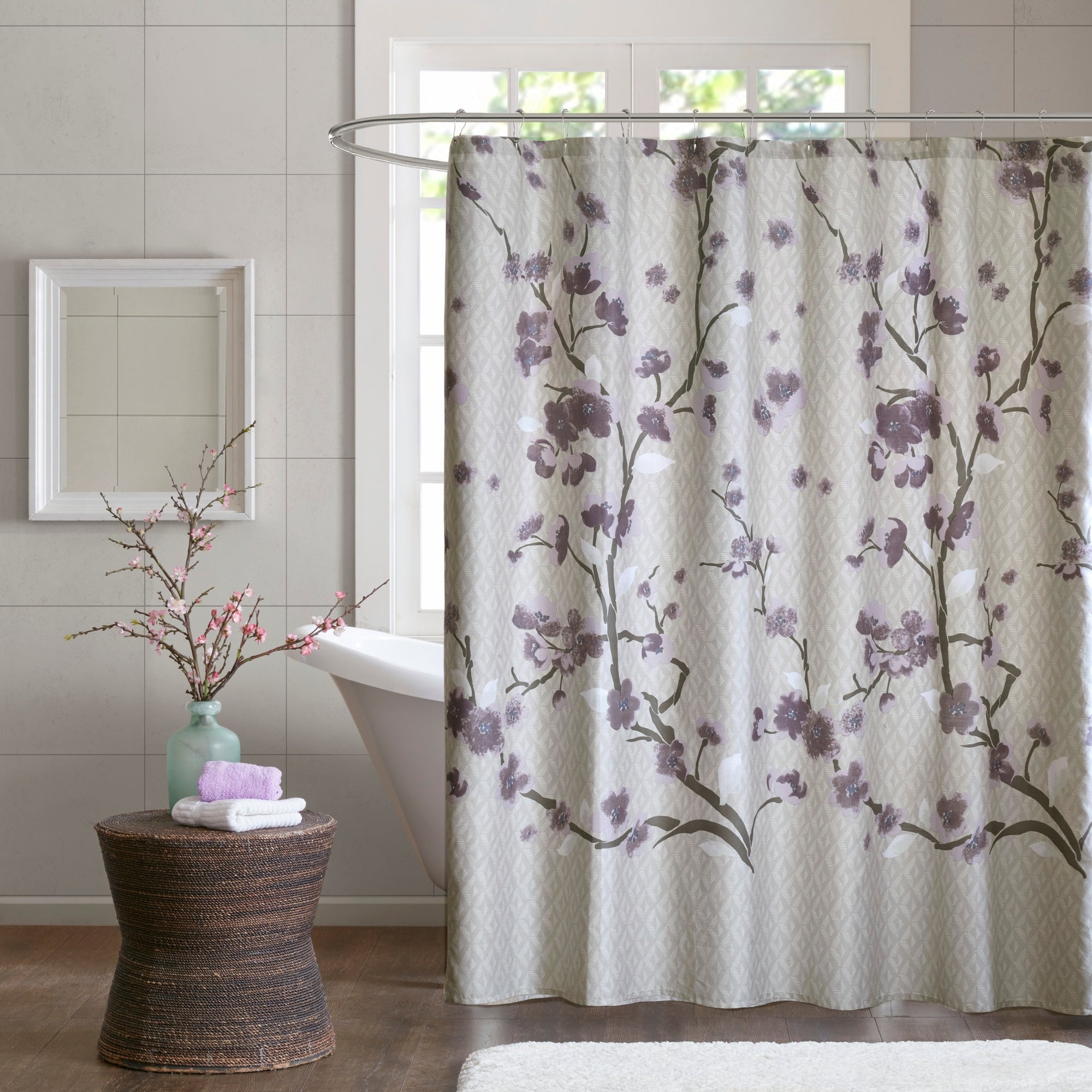 Copper Grove Evanoff Cotton Printed Purple Shower Curtain