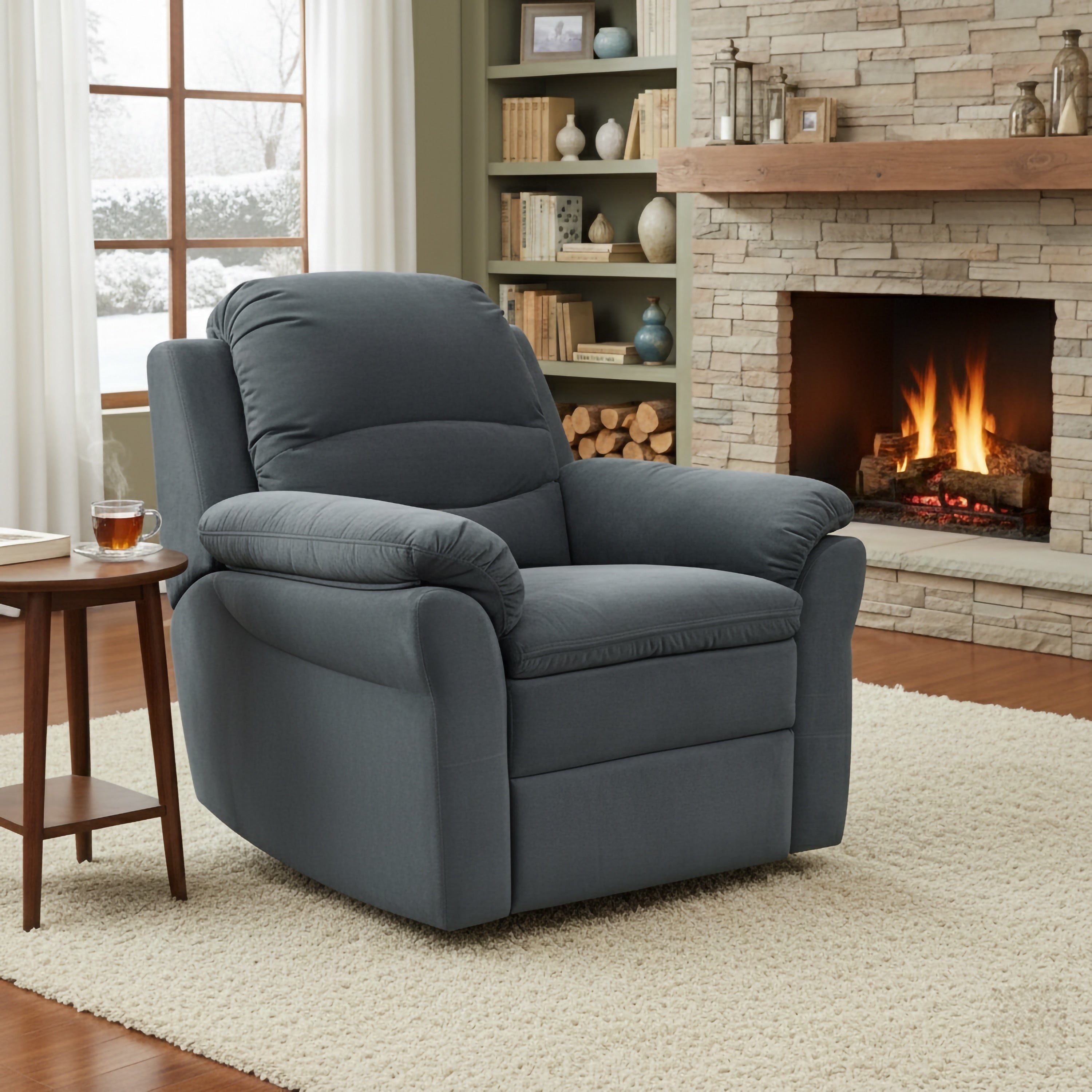 Copper Grove Shademill Dark Grey Fabric Electric Power Recliner