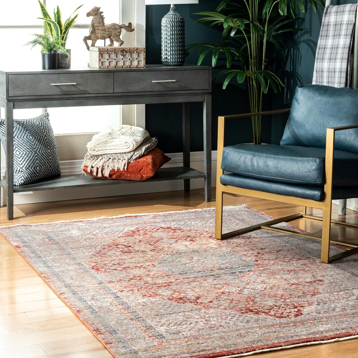 Copper Grove Deltuy Withered Wreath Area Rug
