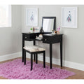 Copper Grove Drochia Black Vanity Table With Mirror And Stool