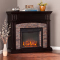 Copper Grove Amistad Ebony Faux Stone Corner Electric Media Fireplace