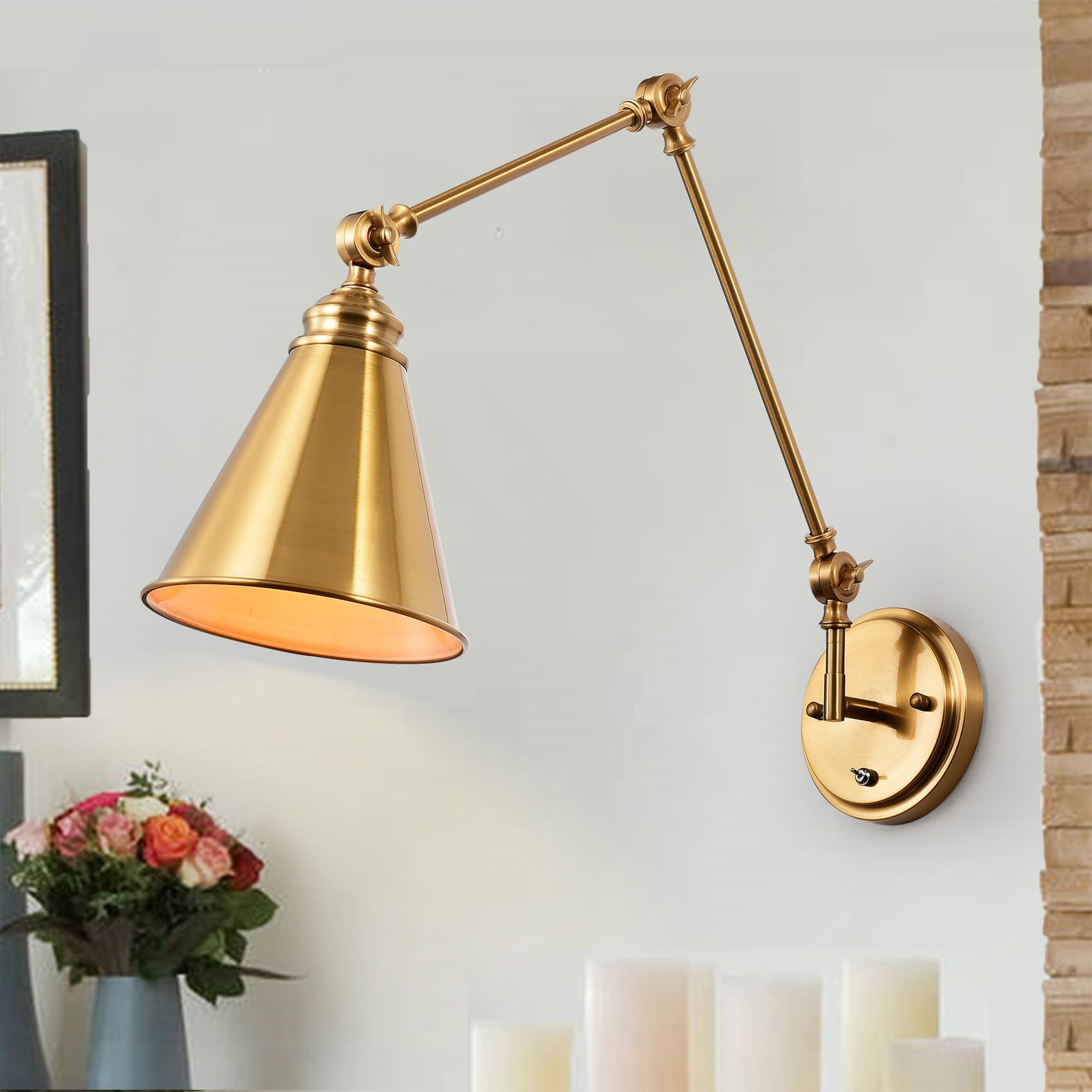 Teluka Brass 1 Light Adjustable Wall Lamp Sconce