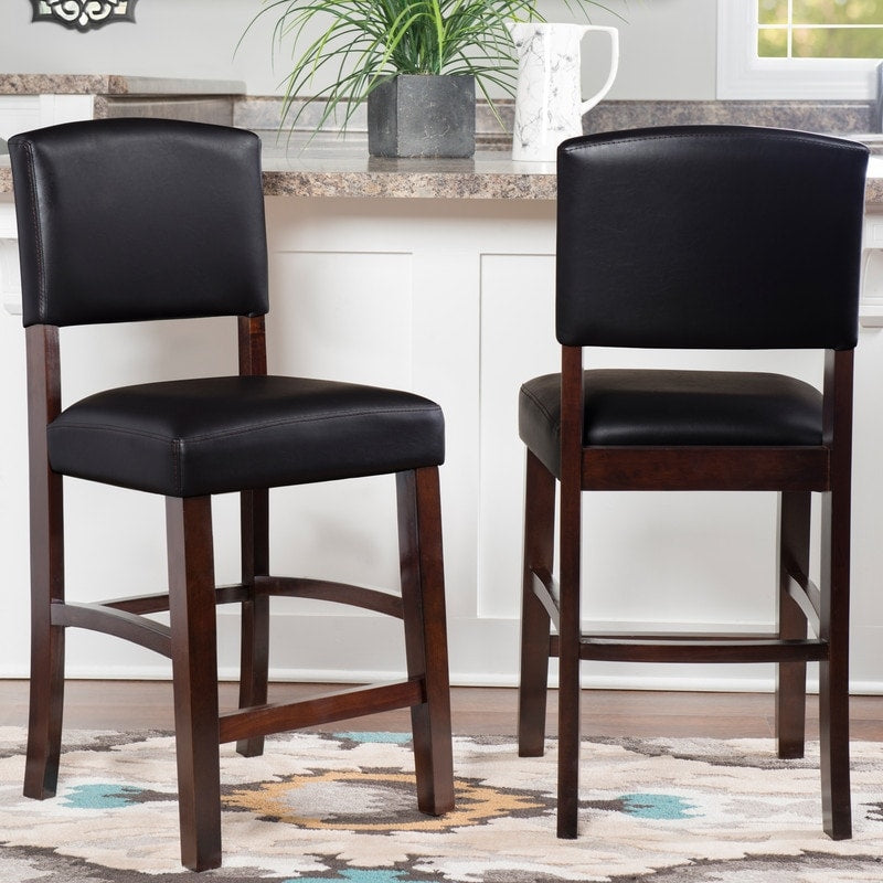 Copper Grove Falesti Espresso Counter Stool With Black Vinyl Upholstery