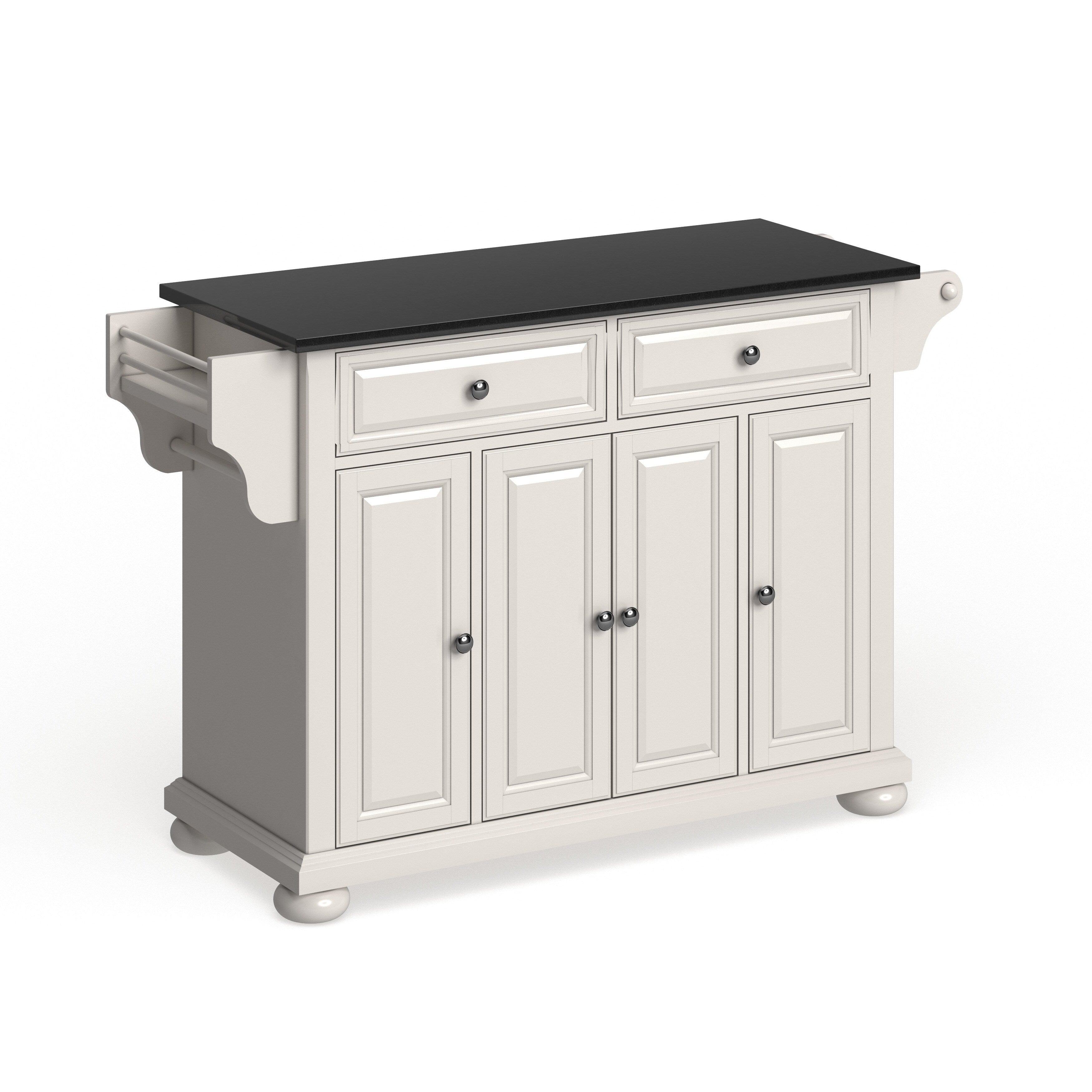 Copper Grove Filbert Solid Black Granite Top Kitchen Island In White Finish
