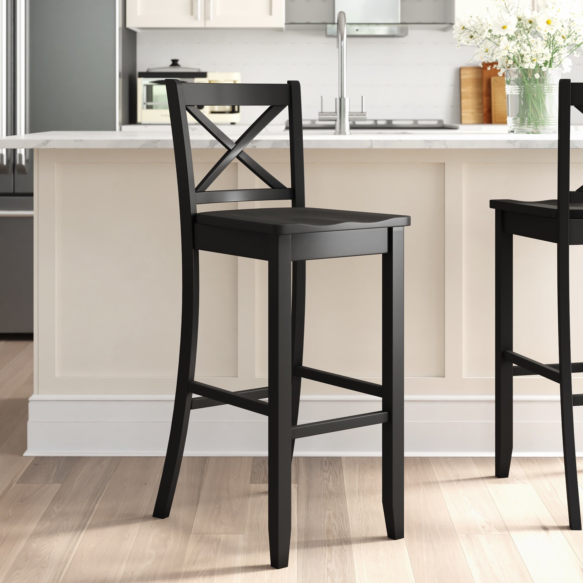 Copper Grove Frunza Black X Back Bar Stool