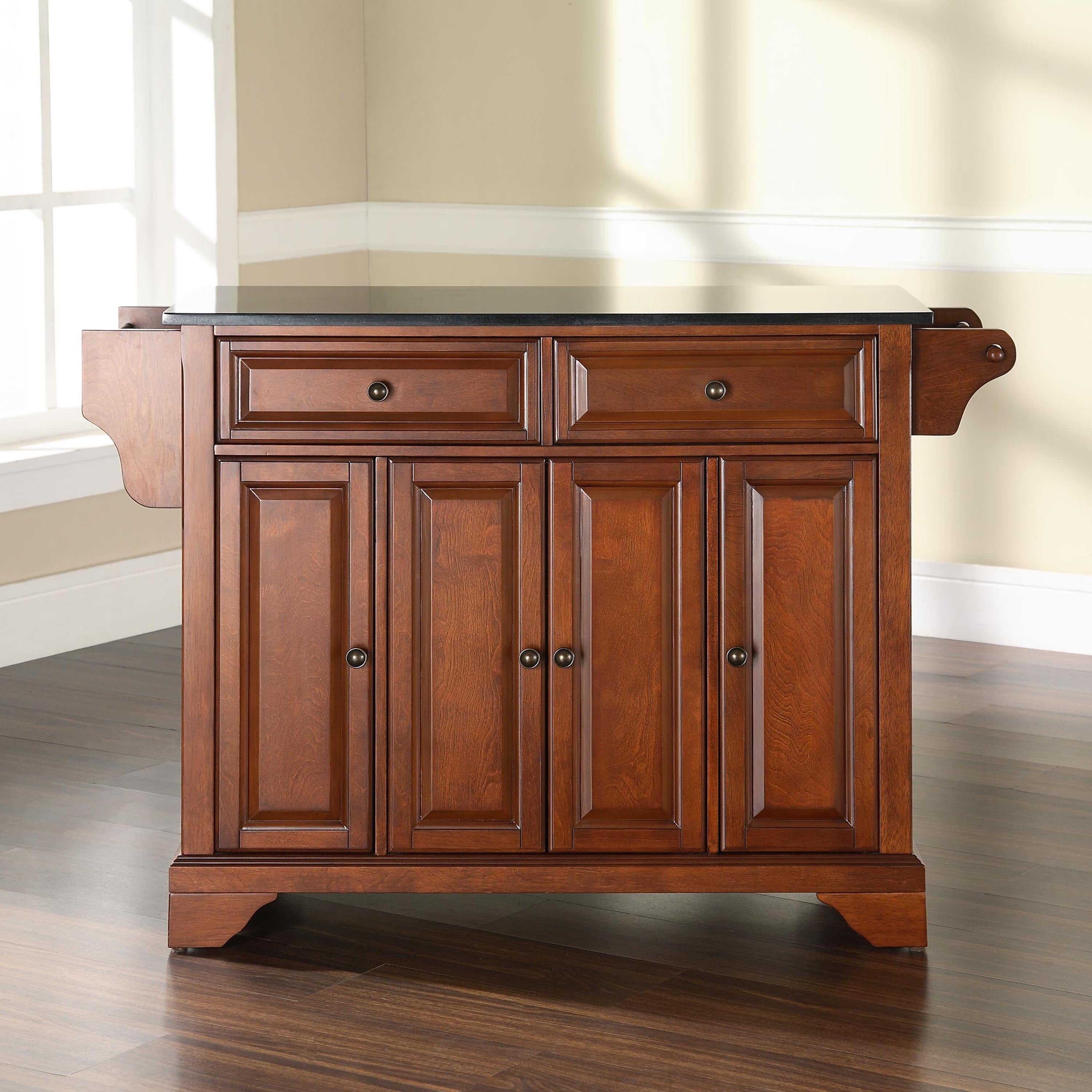 Copper Grove Gladiolus Black Granite Top Kitchen Island