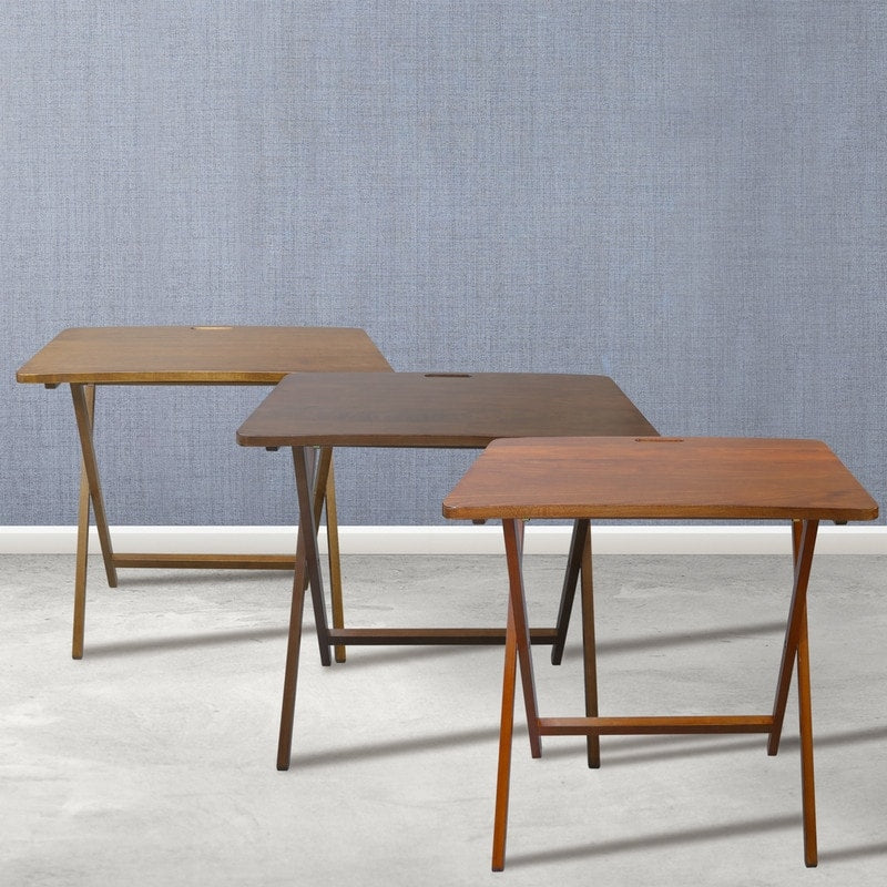 Copper Grove Goosefoot Red Oak Folding Tv Tray Table