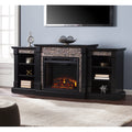 Copper Grove Hay River Black Faux Stone Electric Fireplace With Bookcases