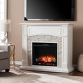 Copper Grove Helliwell White Faux Stone Electric Media Fireplace
