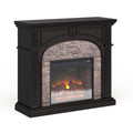 Copper Grove Highfalls Ebony And Gray Stacked Faux Stone Electric Fireplace