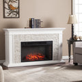 Copper Grove Horse Mountain White Faux Stone Widescreen Electric Fireplace