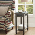 Copper Grove Ixia Rustic Oak And Slate Tile Chairside Table