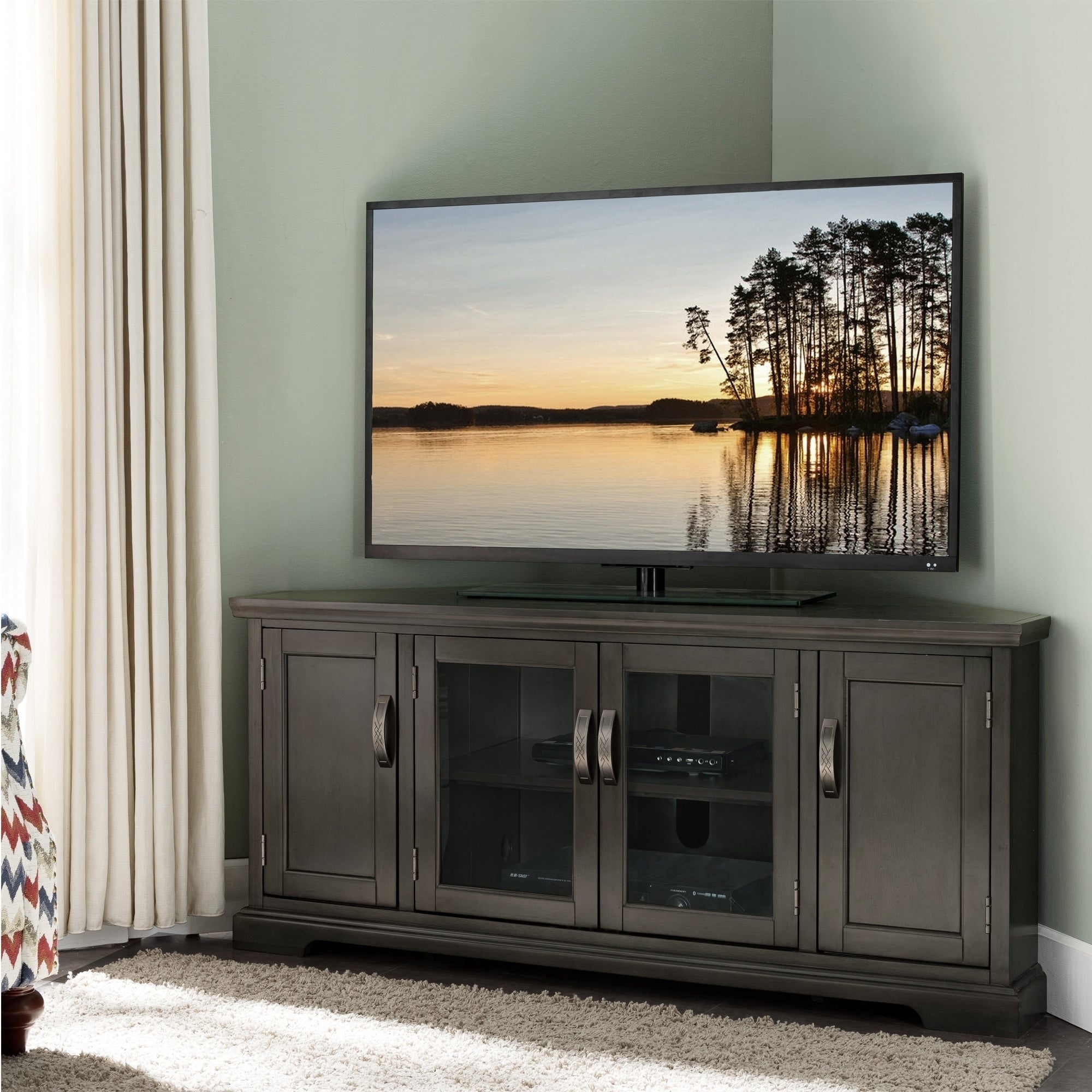 Copper Grove Janie Grey Oak 57 Inch Corner Entertainment Tv Console