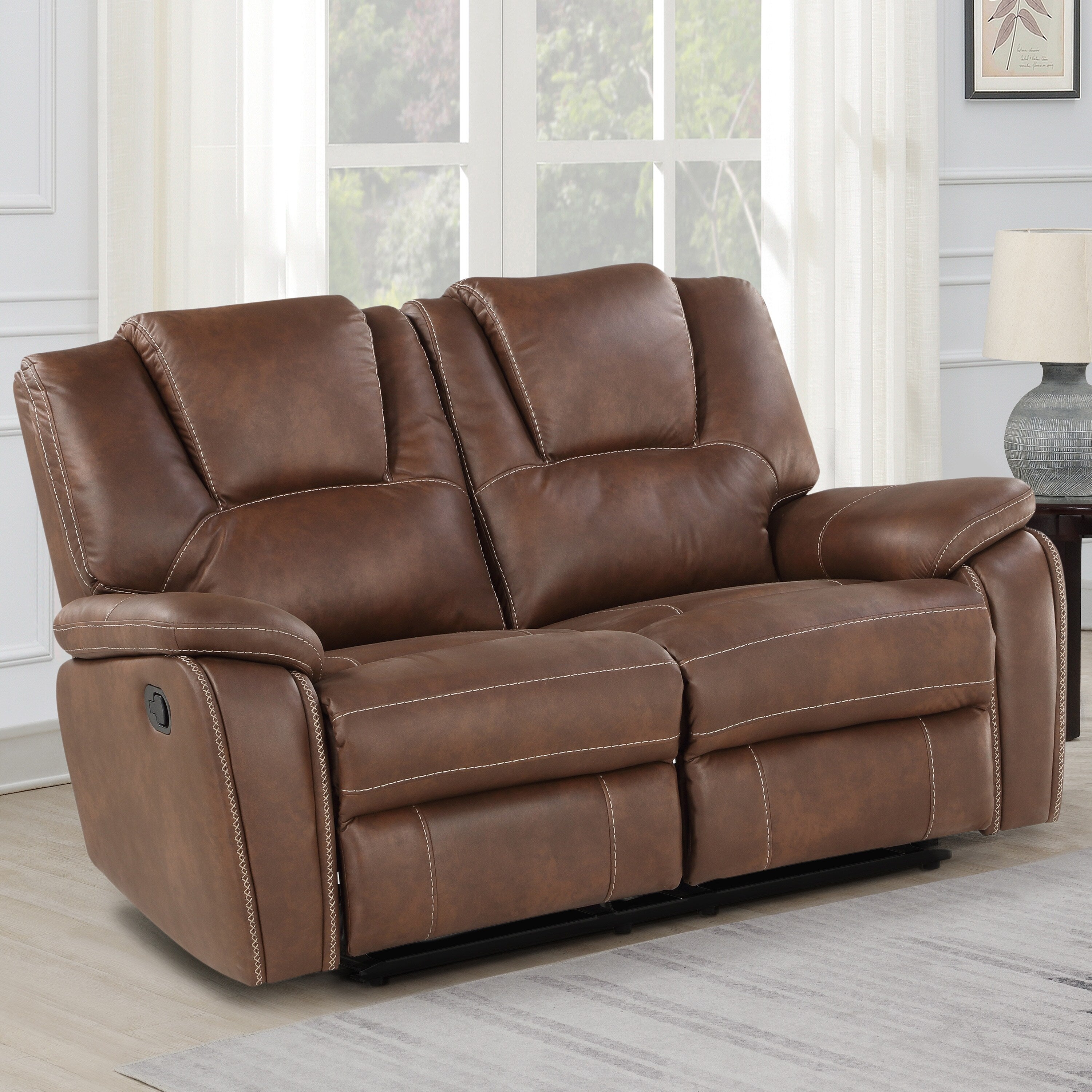 Copper Grove Kameryn Faux Leather Manual Reclining Loveseat