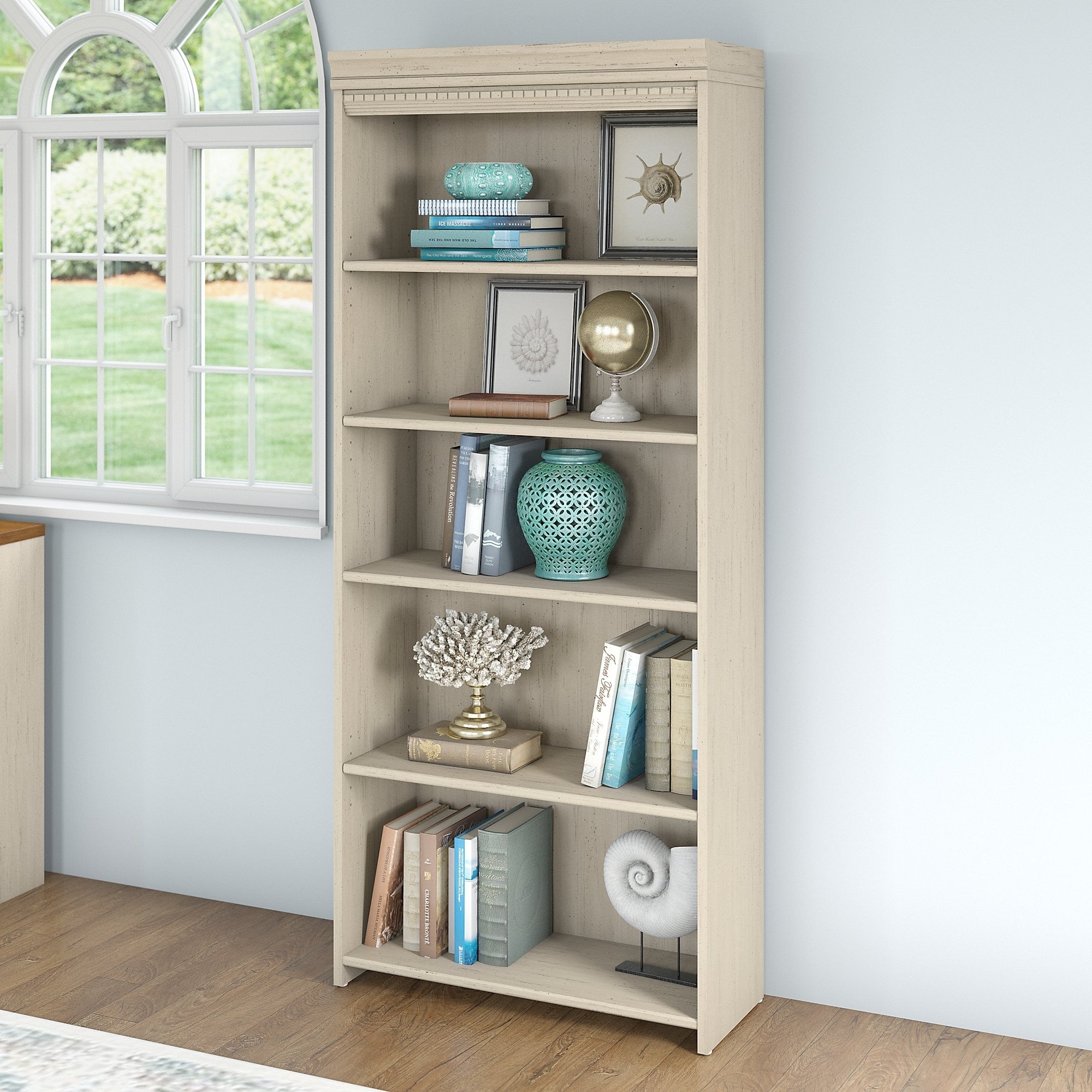 The Gray Barn Willowsun Antique White 5 Shelf Bookcase