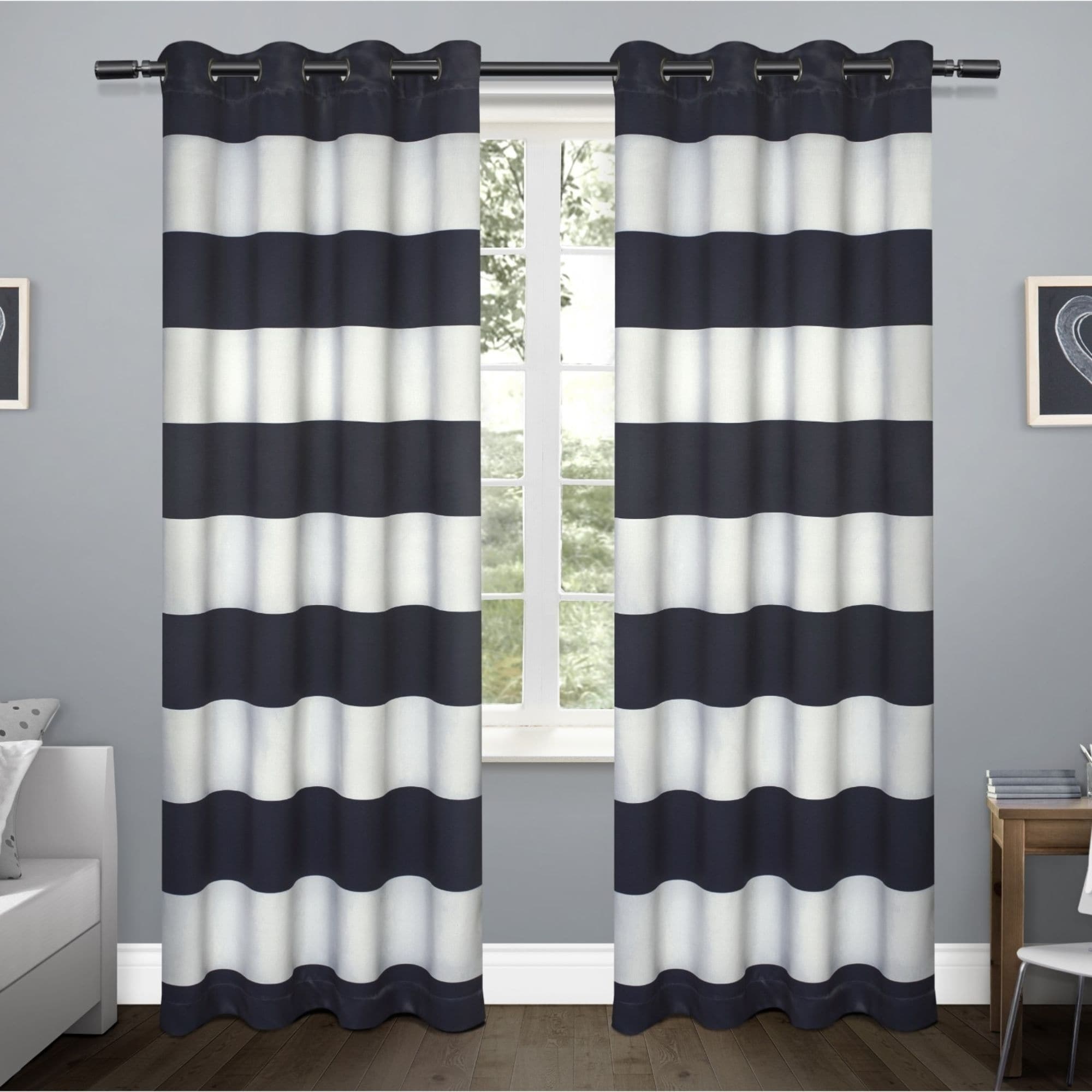 Ati Home Rugby Sateen Woven Blackout Grommet Top Curtain Panel Pair
