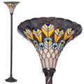 Copper Grove Linz Tiffany Style Peacock Torchiere