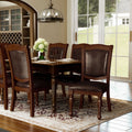 Furniture Of America Shayson Traditional Formal Brown Cherry Leatherette Dining Chair Set Of 2