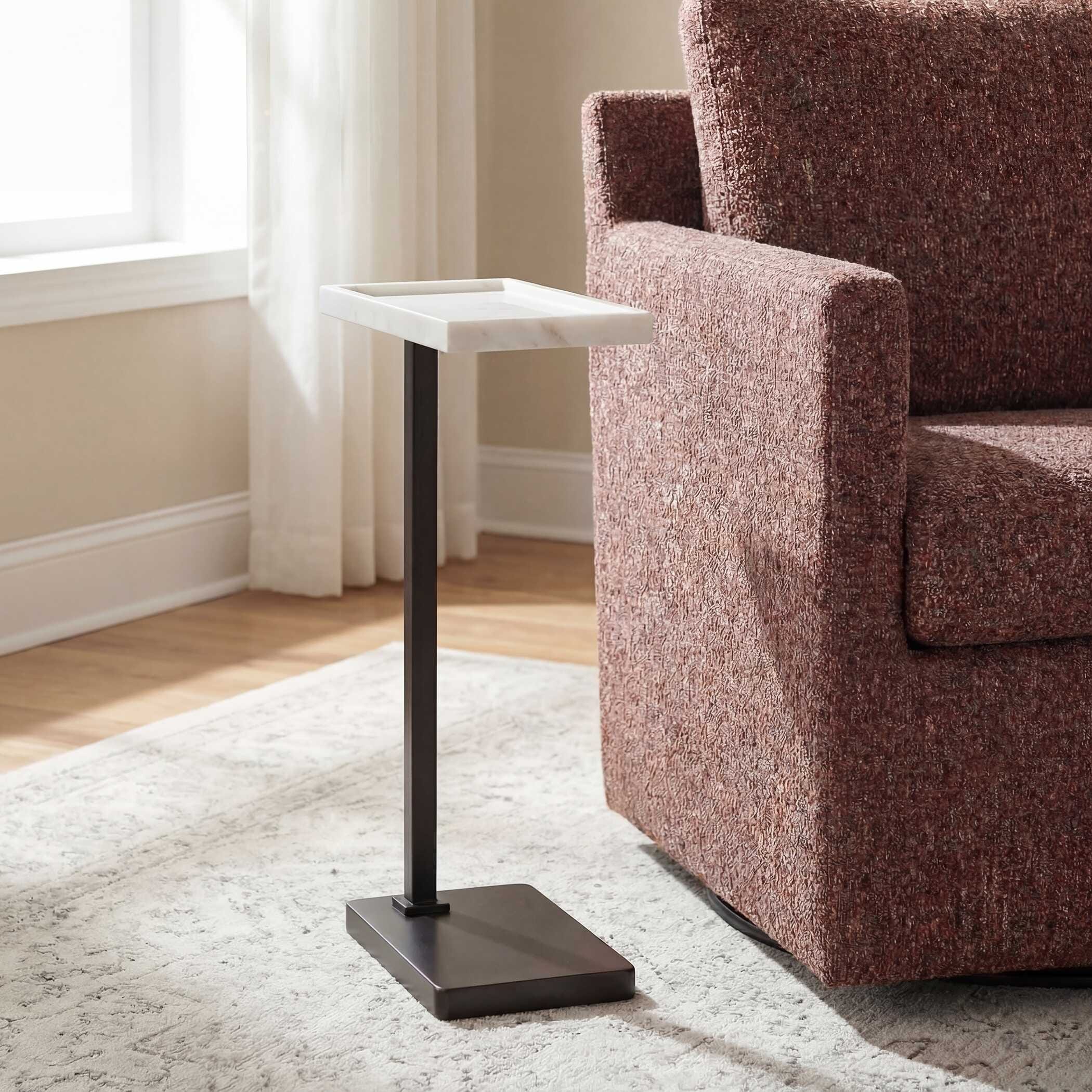 Copper Grove Marble Rectangular Bronze Accent Table