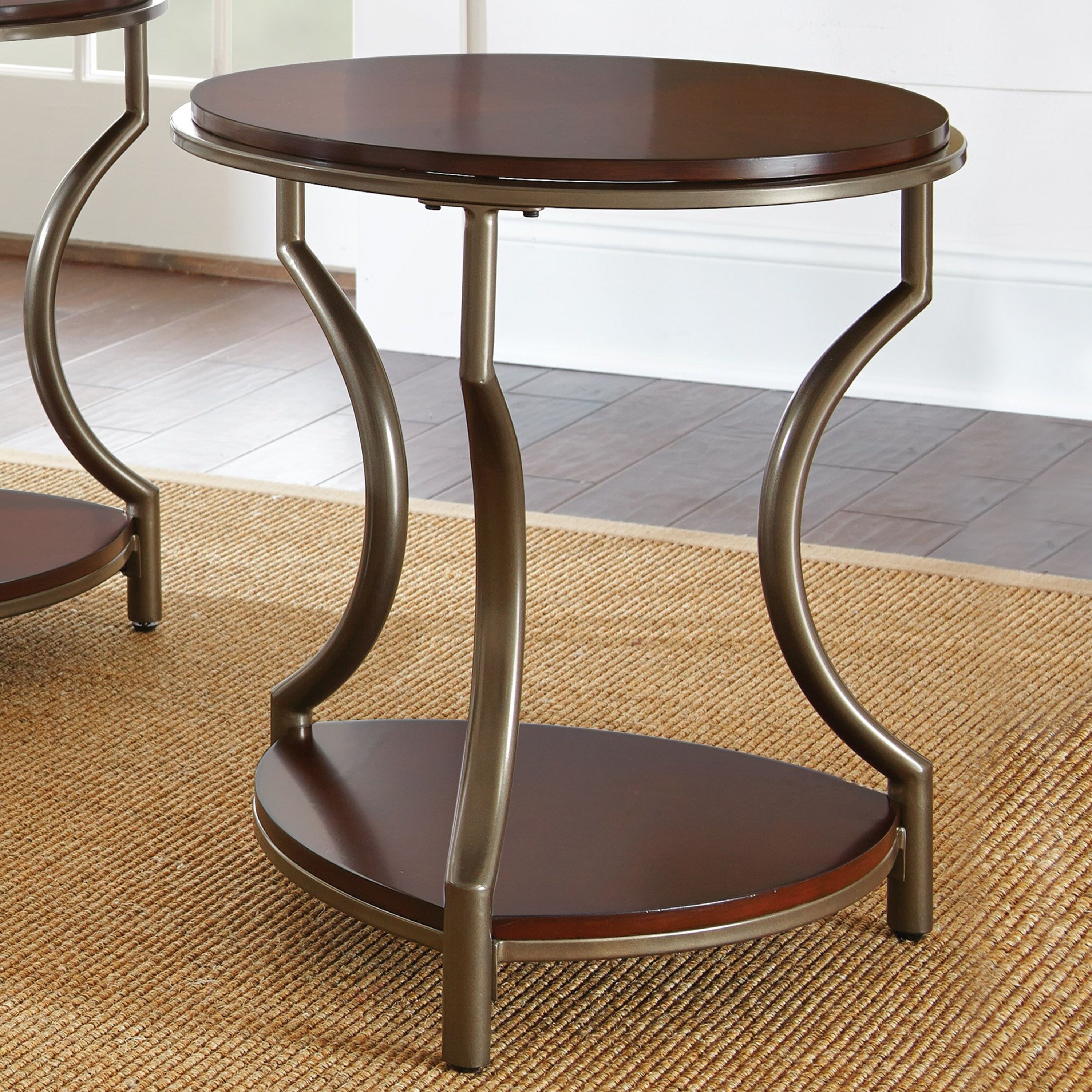 Porch Den Marcus Round Mixed Media End Table