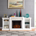 Copper Grove Marigold White Simulated Stone Engineered Wood Poplar Electric Fireplace And Bookcases