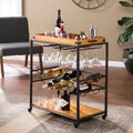 Copper Grove Maya Modern Farmhouse Black Wood Bar Cart
