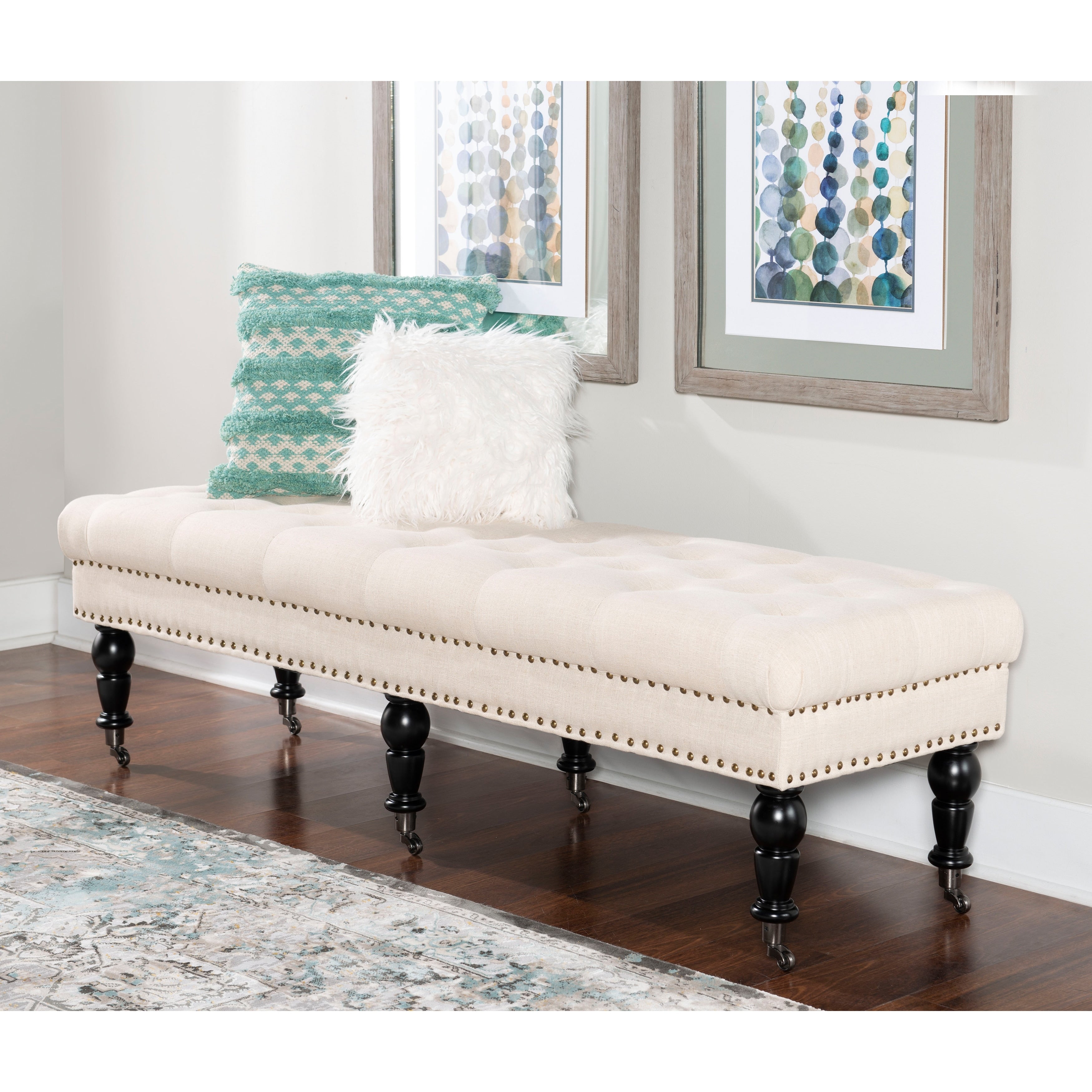 Copper Grove Mendocino 62 Inch Linen Tufted Bench