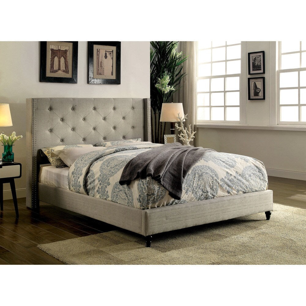 Copper Grove Muir Contemporary Tufted Linen Like Wingback Platform Bed