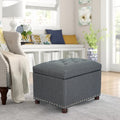 Copper Grove Norsup Rectangular Grey Blended Linen Fabric Storage Ottoman Footstool