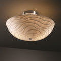 Copper Grove Oedenrode 2 Light Brushed Nickel Semi Flush Round Bowl With Wavey Shade