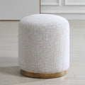 Copper Grove Off White Brass Base Round Ottoman Stool.