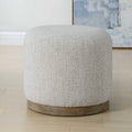 Copper Grove Off White Wood Base Round Ottoman Stool.