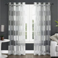 Ati Home Navaro Striped Sheer Grommet Top Curtain Panel Pair