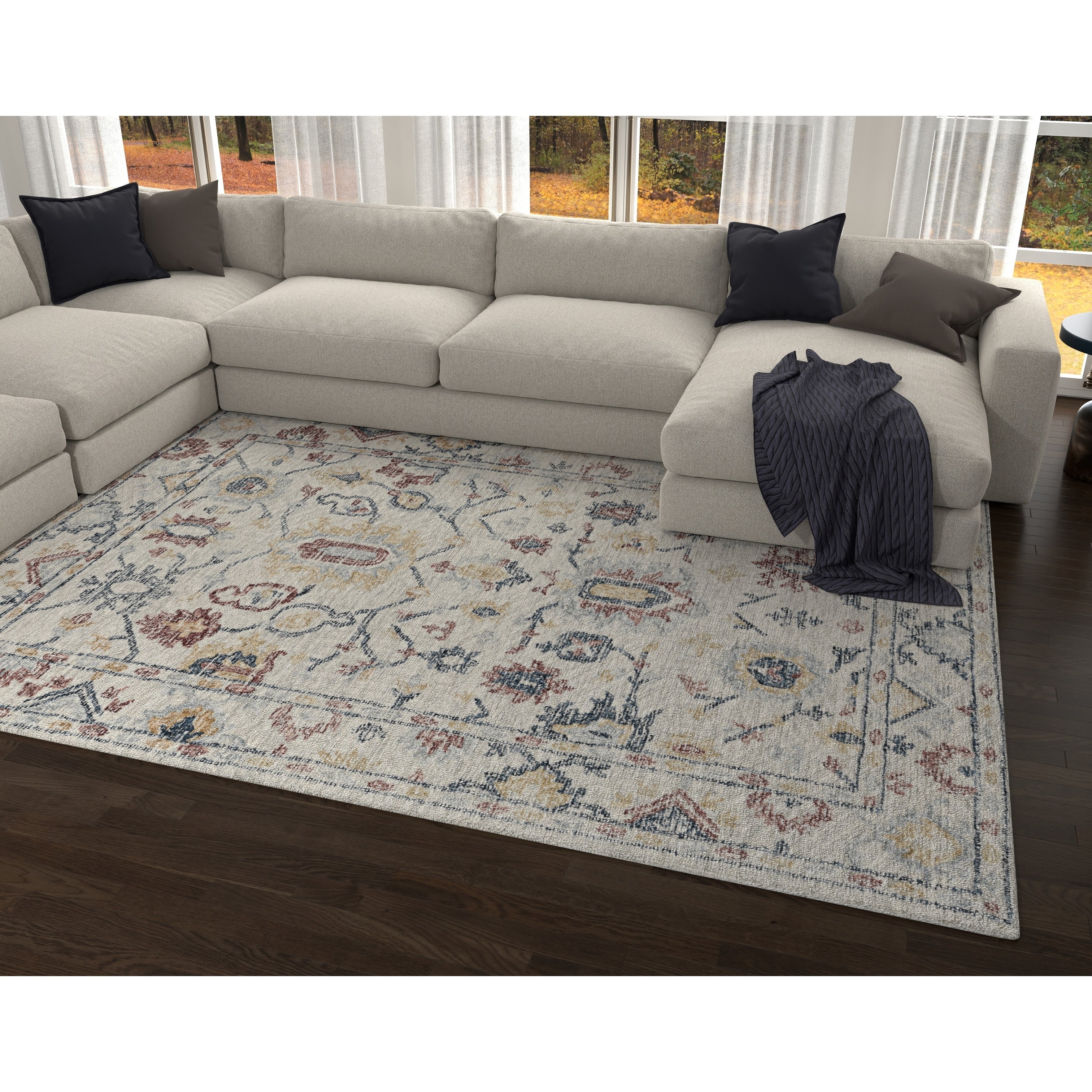 Copper Grove Hand Tufted Floral Scroll Rug