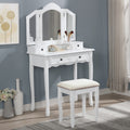 Copper Grove Ruscom White Wooden Vanity Make Up Table And Stool Set