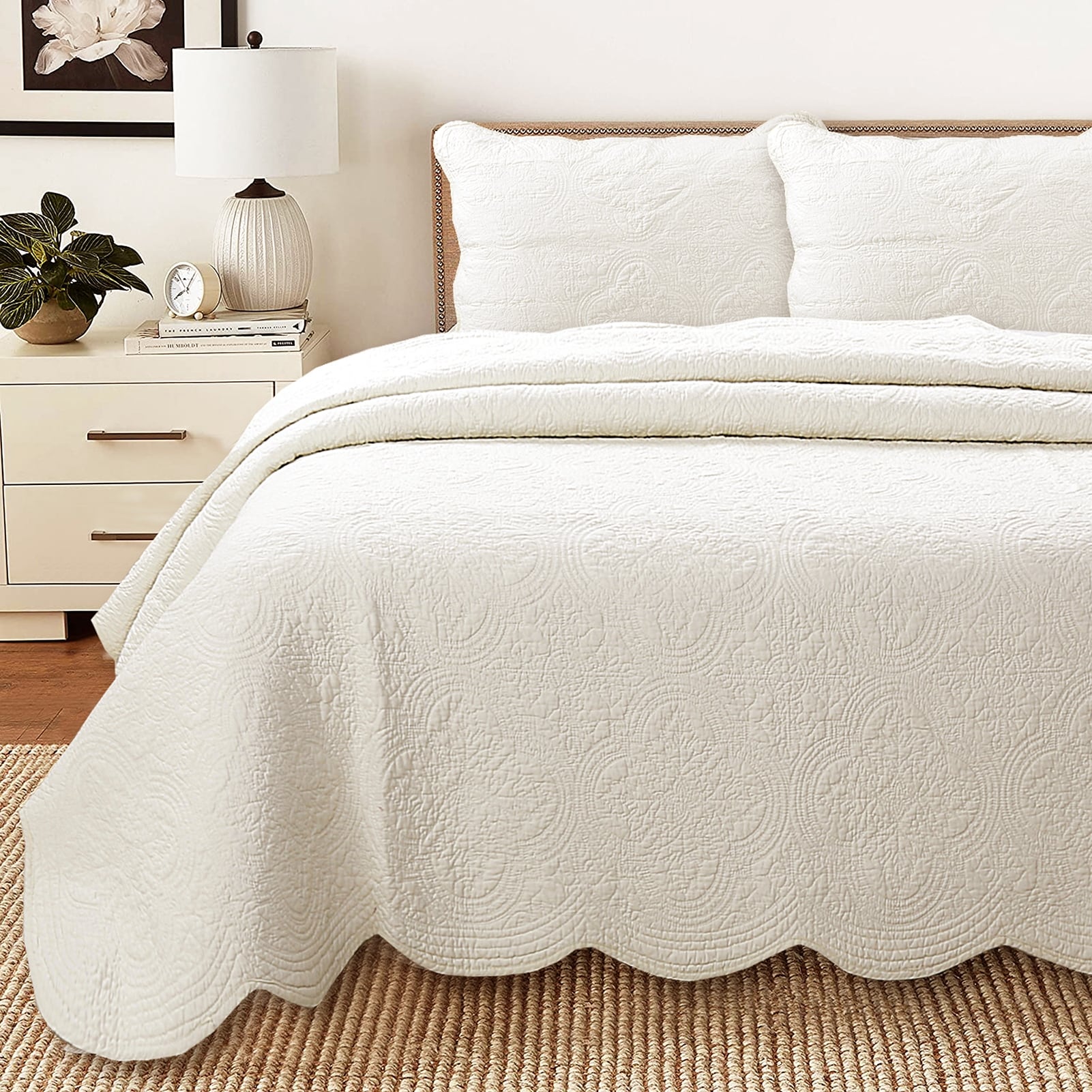 Copper Grove Sagano Blantyre Scalloped Edge Cotton 3 Piece Quilt Set