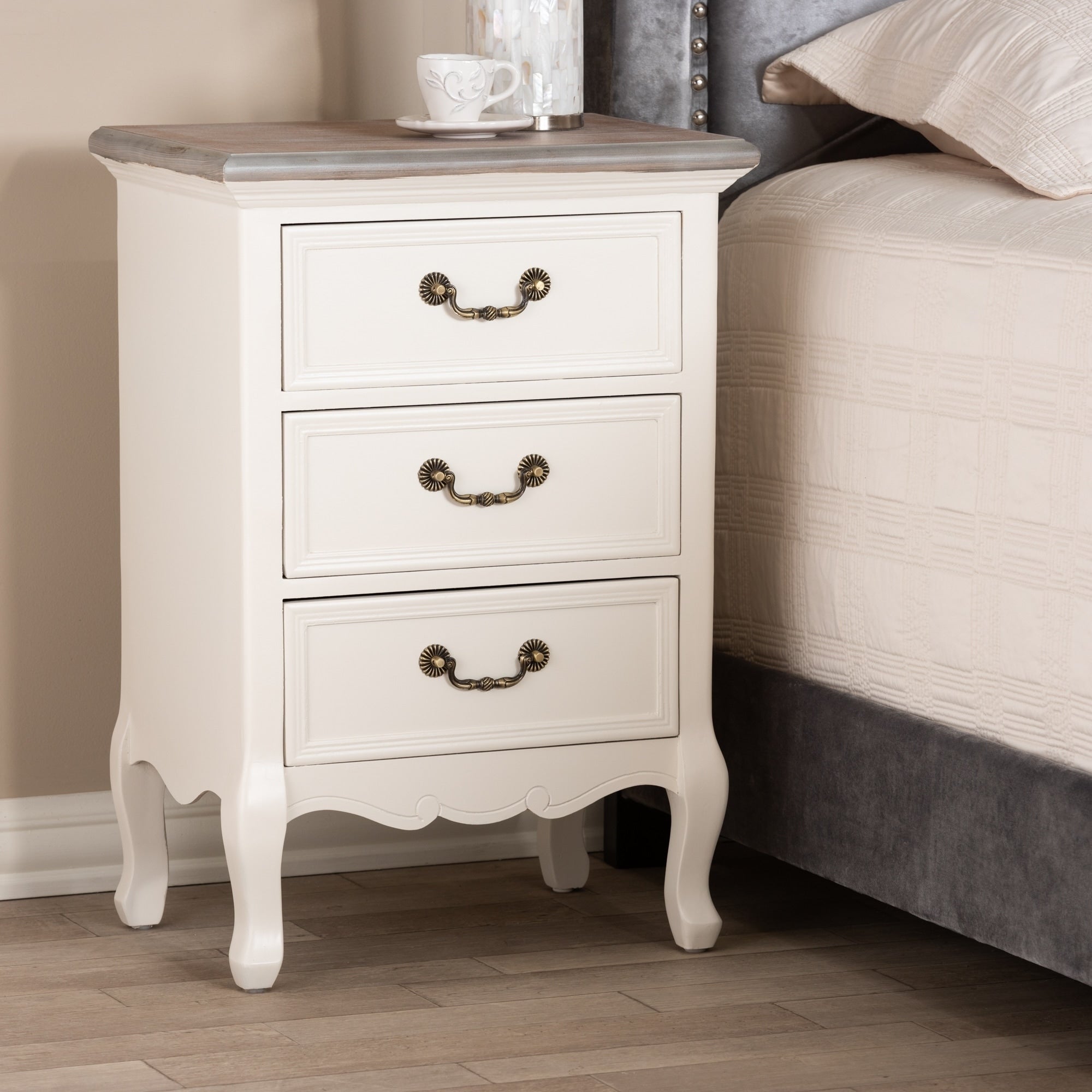 Copper Grove Salzburg French Country Cottage 3 Drawer Nightstand