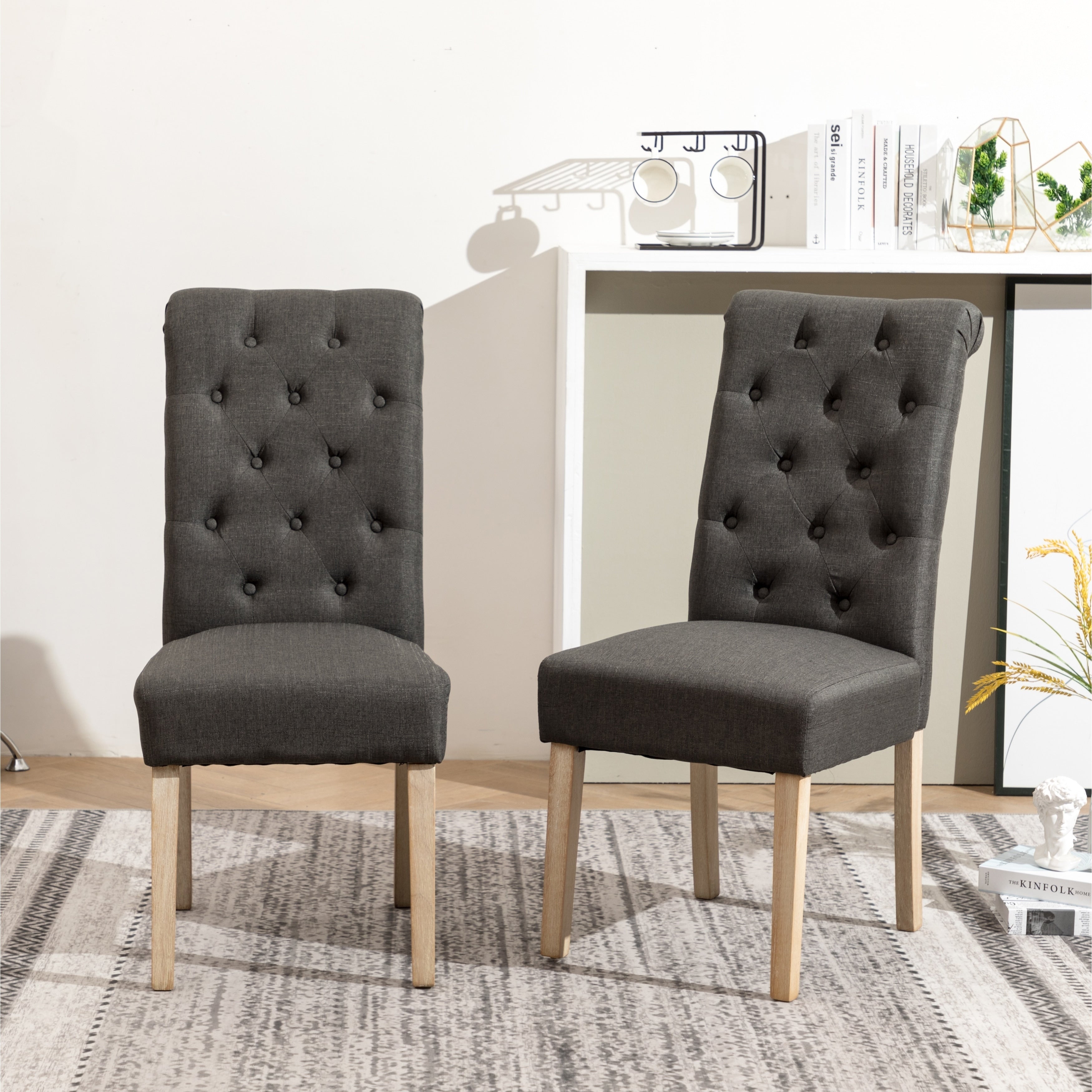 Copper Grove Schwalbach Wood Tufted Parsons Dining Chairs Set Of 2