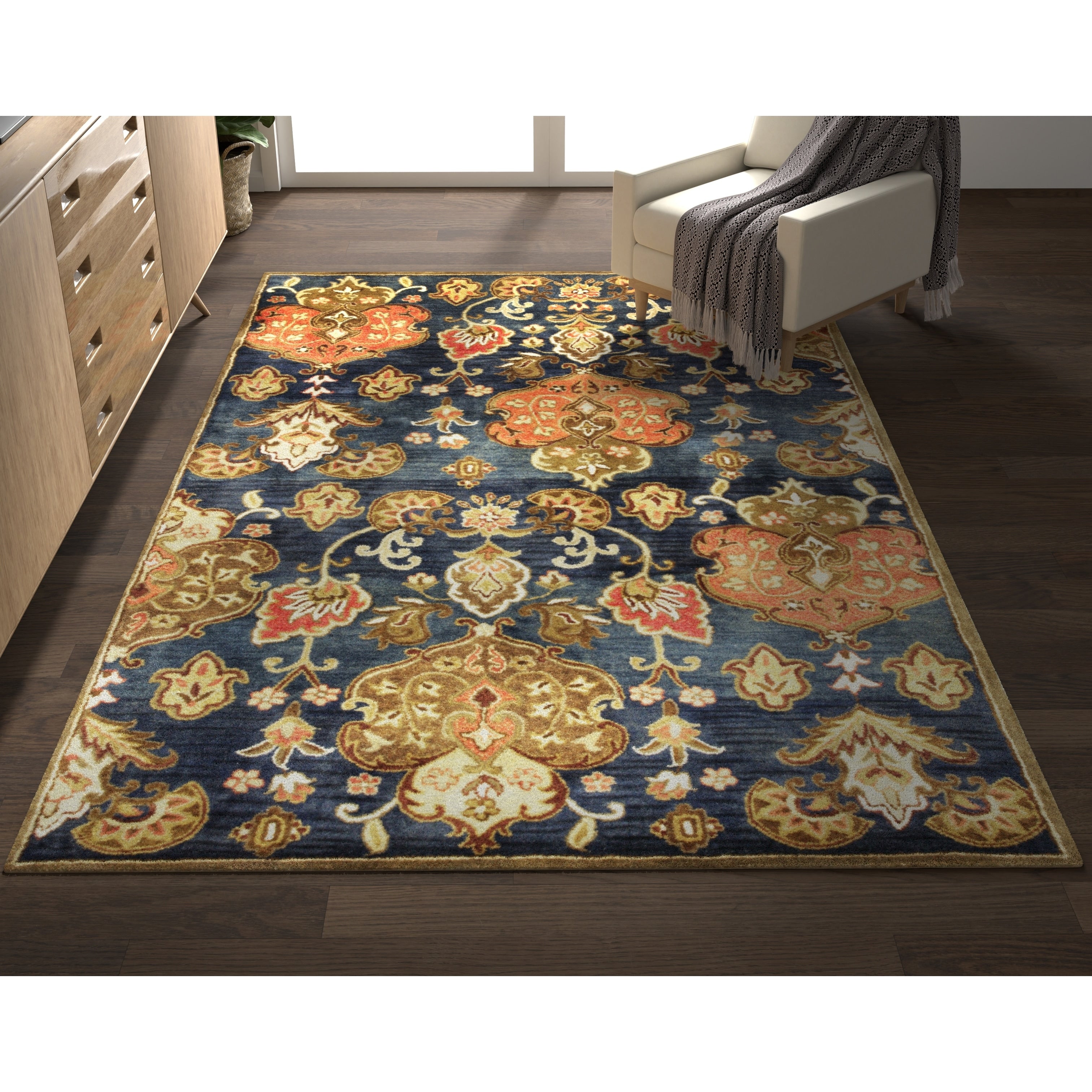 Copper Grove Schwaz Traditional Navy Area Rug