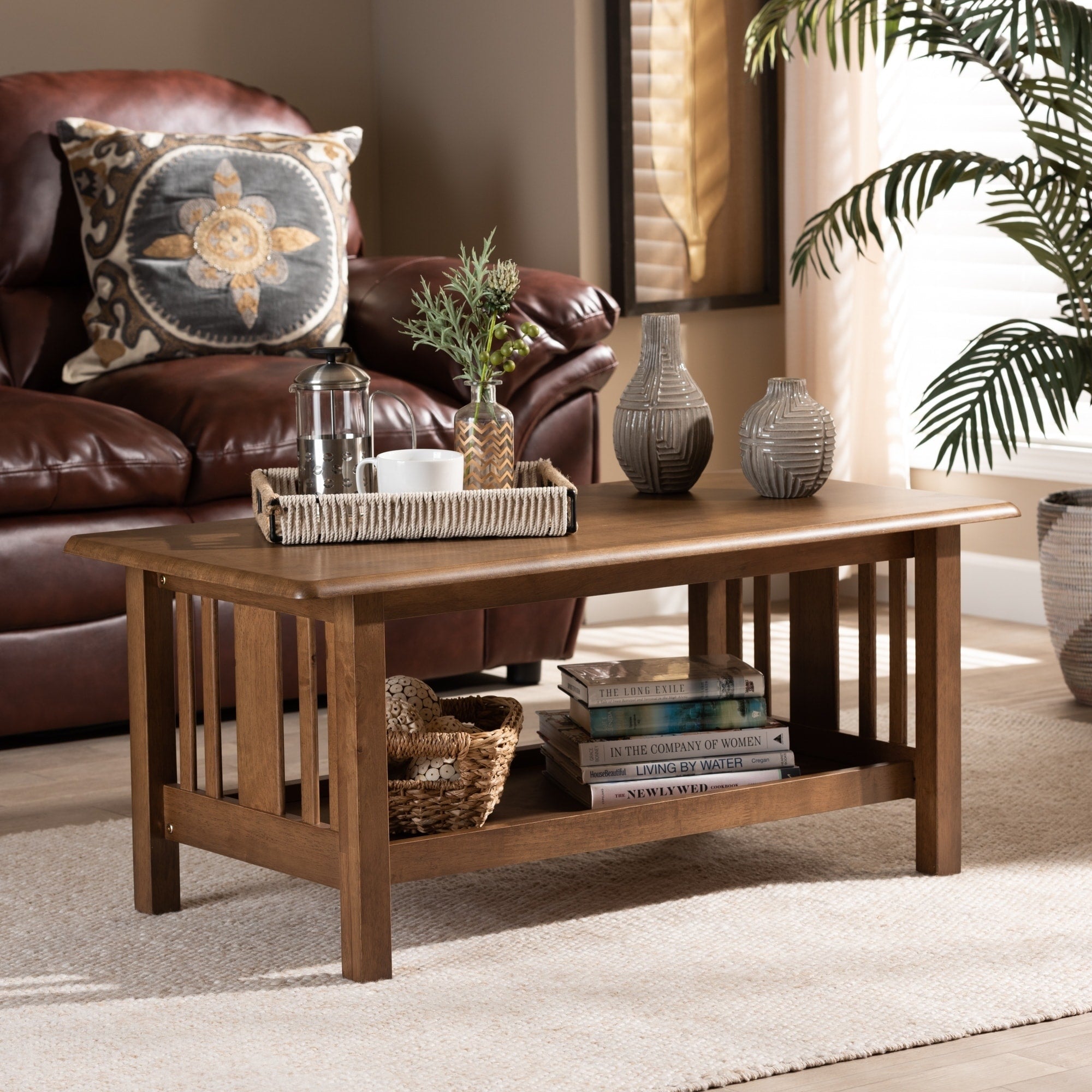 Copper Grove Shoys Mission Style Brown Coffee Table