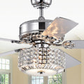 Walter Chrome 52 Inch Lighted Ceiling Fan With Crystal Bowl Shade Includes Remote And Light Kit