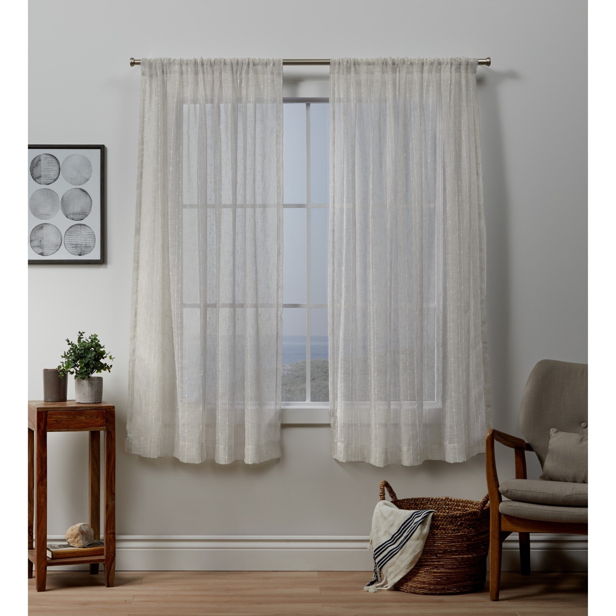 Ati Home Itaji Sheer Rod Pocket Top Curtain Panel Pair