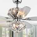 Makore Chrome Dual Lamp 52 Inch Lighted Ceiling Fan W Crystal Shades Includes Remote And Light Kit