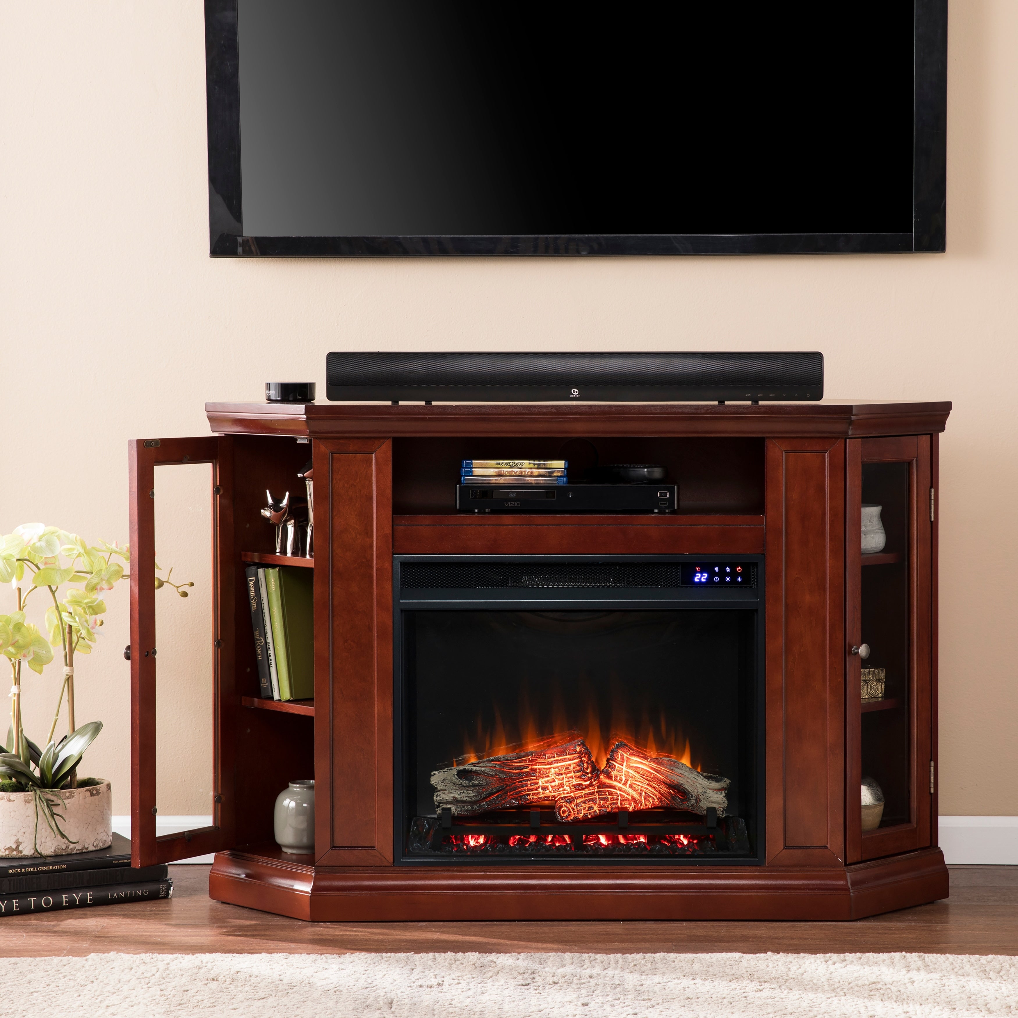 Copper Grove Tyhee Cherry Media Console Fireplace