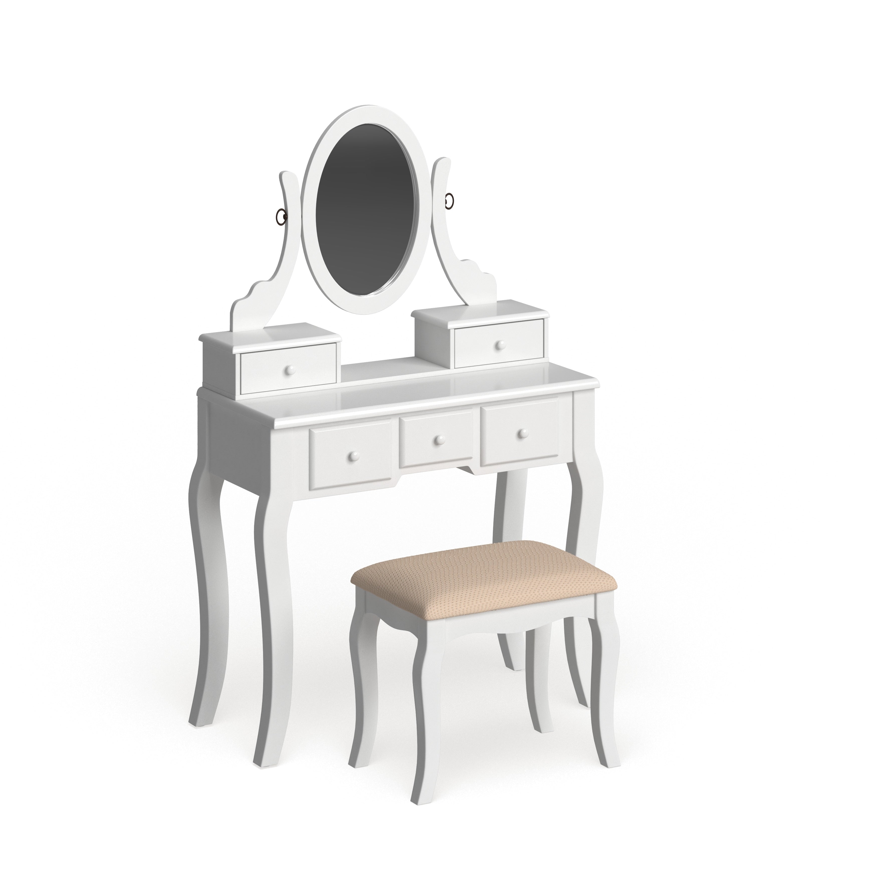 Copper Grove Watt Wood Makeup Vanity Table And Stool Set