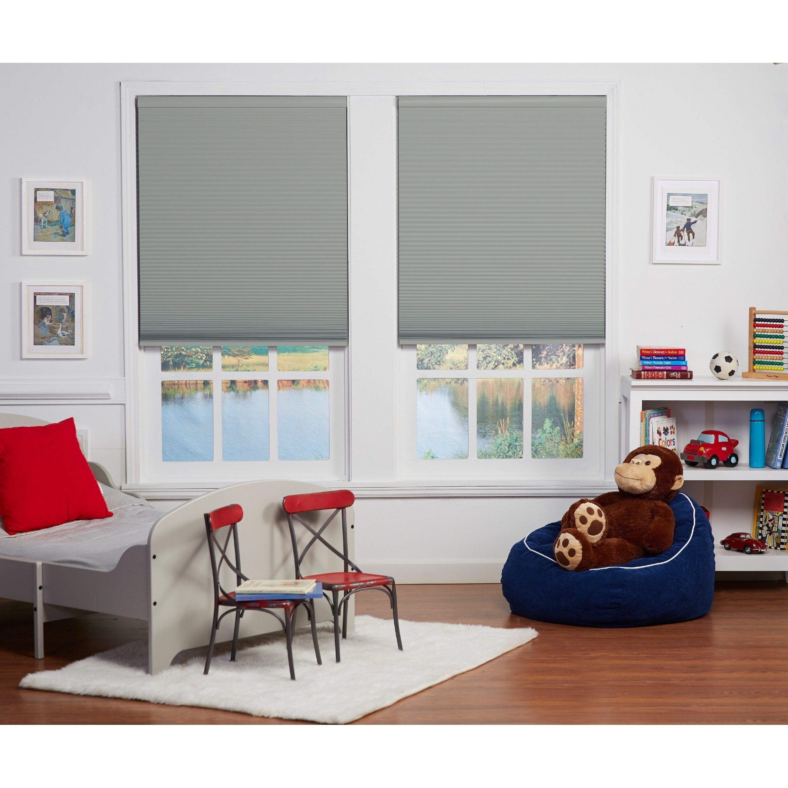Copper Grove Yerevan Grey White 72 Inch Long Cordless Blackout Cellular Shade