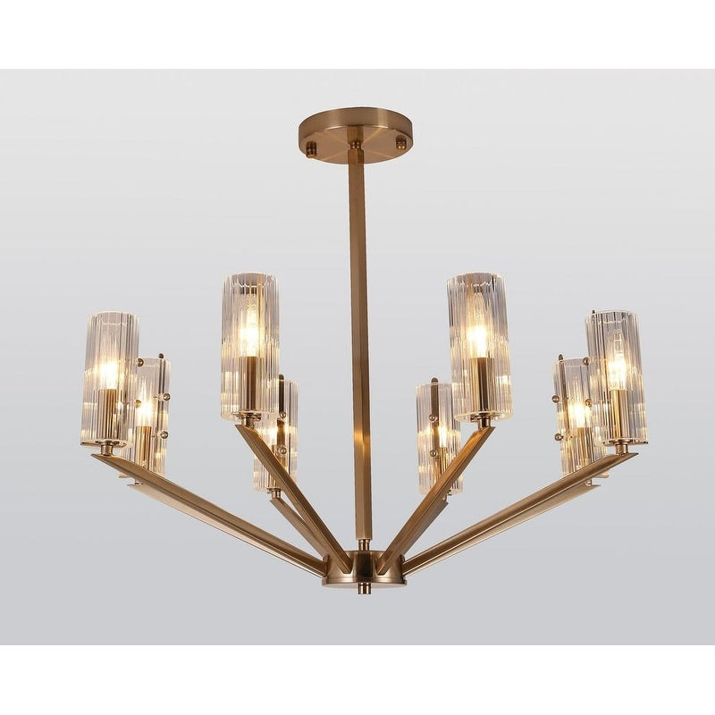 Copper Metal Ceiling Fixture With Clear Glass Shades