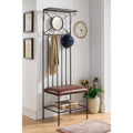 K And B Furniture Copper Metal Hall Tree Bench