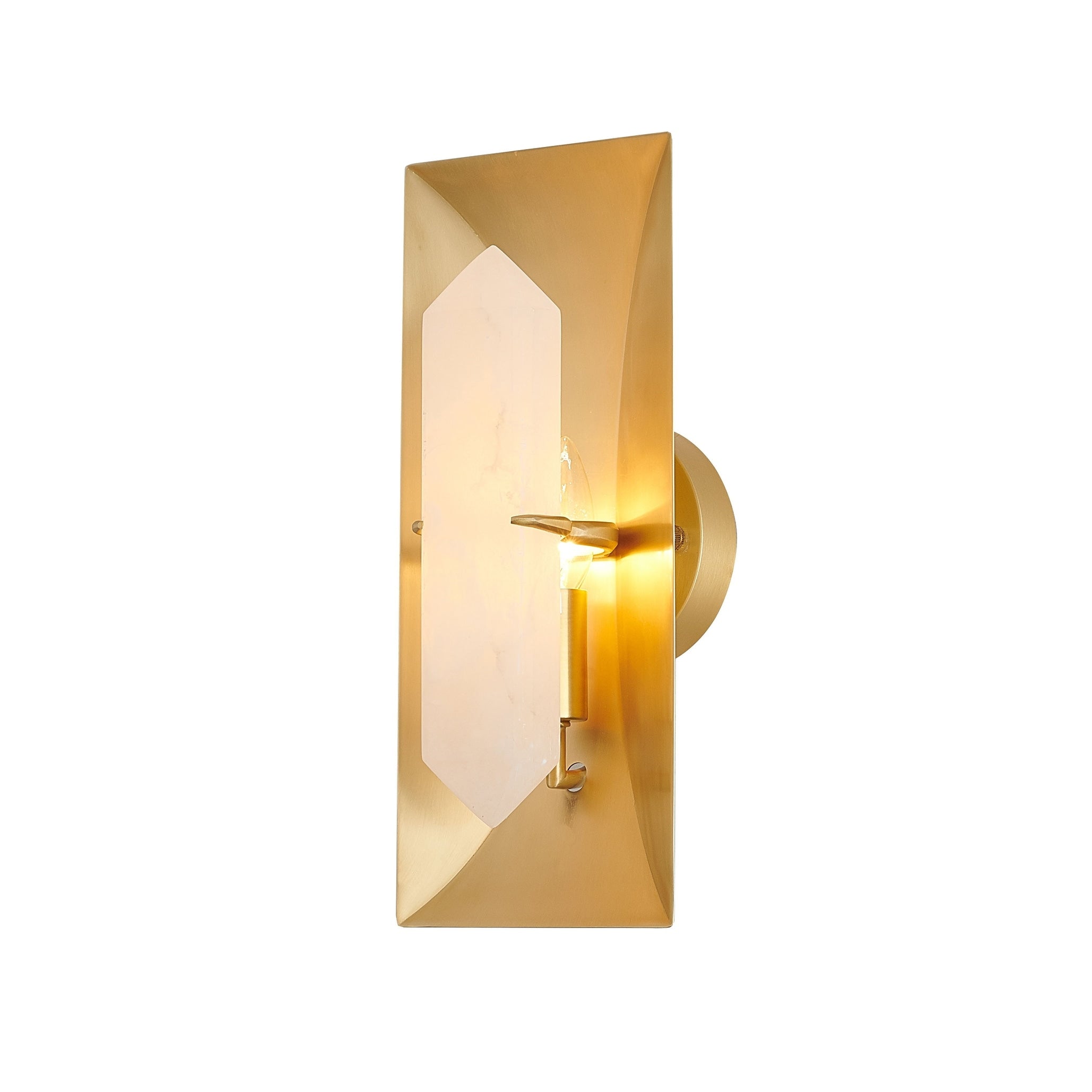 Copper Metal Wall Sconce With A Stone Center